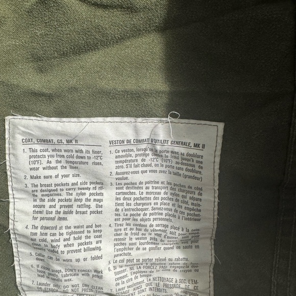 Vintage 90’s Canadian Army Combat Coat MK II No Liner Green Size 5 - Picture 8 of 14